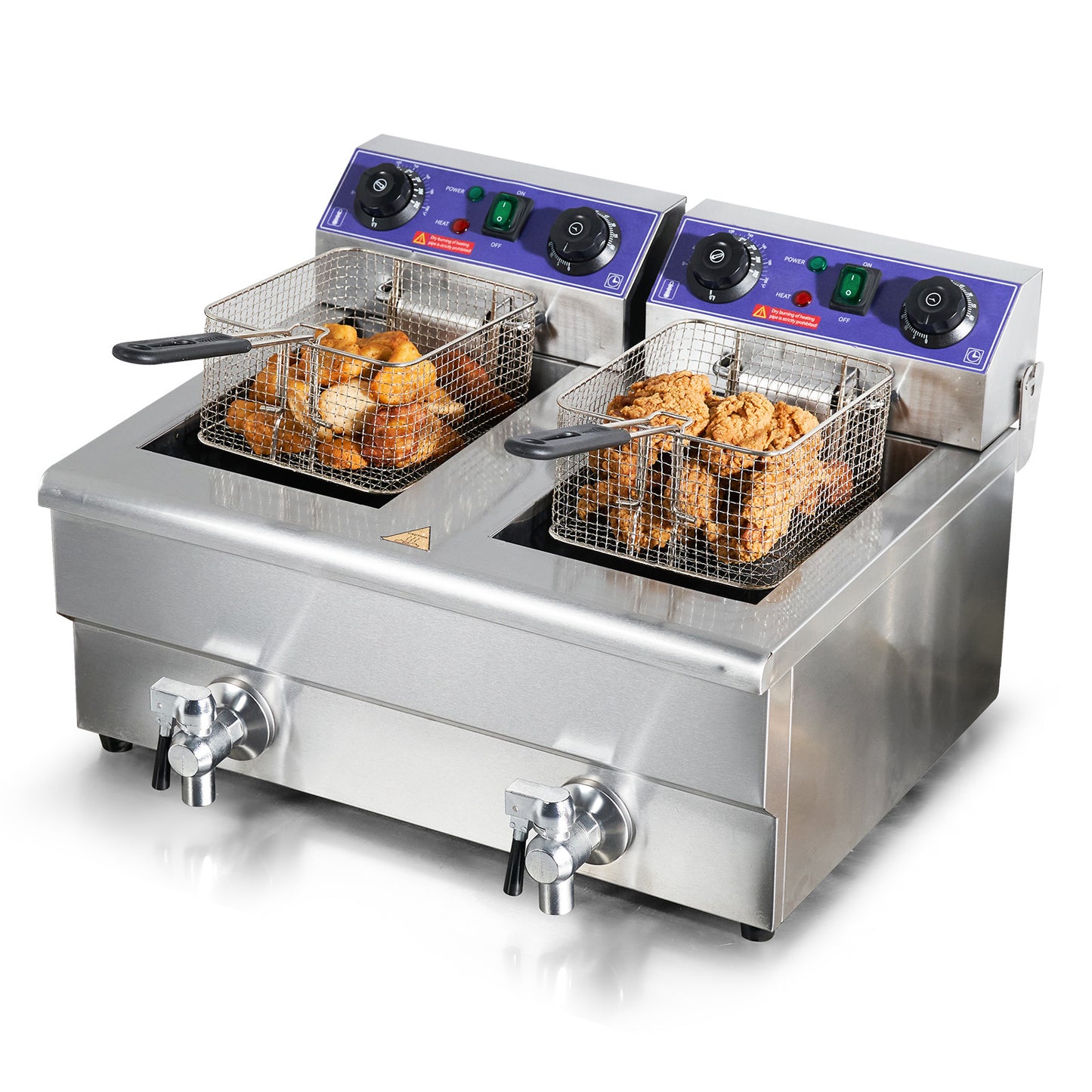 Dubbele Elektrische Friteuse – Frituurpan – Snack Friteuse – Professionele Friteuse – RVS Friteuse – 2x12 Liter – 2x3000W Verwarming – Verwijderbare Mandjes