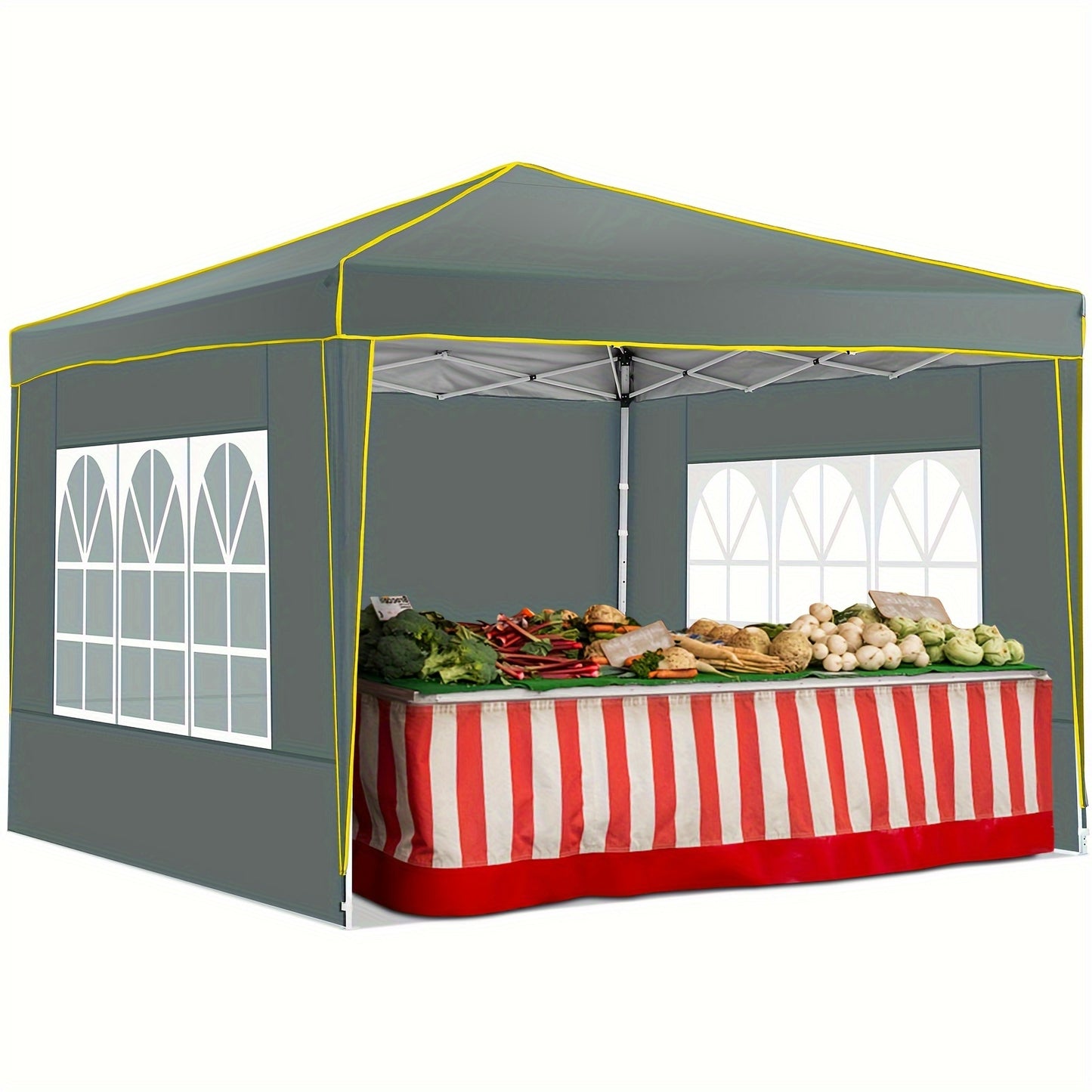 3x3m Outdoor Partytent – Vouwtent – Tuiptent – Tent met Zijpanelen – Tuinkamer – Windbestendig – Koudebestendig – Inclusief 4 Zijpanelen – Draagbaar Grijs