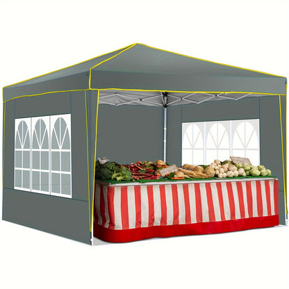 3x3m Outdoor Partytent – Vouwtent – Tuiptent – Tent met Zijpanelen – Tuinkamer – Windbestendig – Koudebestendig – Inclusief 4 Zijpanelen – Draagbaar Grijs
