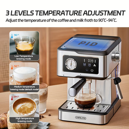 Espressomachine – Semi-automatisch – Koffiezetapparaat – Cappuccinomachine – IJskoffiemachine – 20 Bar Druk – 1,5L Afneembaar Waterreservoir