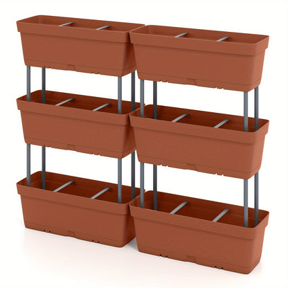 Verticale Plantenbak – Plantenbakken Set – Plantenbakken Toren – Moestuinbak – Kruidenbak – Stapelbaar – Weerbestendig PP Plastic – 6-delig 49x16x16 cm