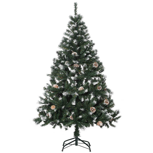 Kunstkerstboom – Nepkerstboom – Kunstboom – Kerstdecoratie – Kerstversiering – 180 cm Hoogte – Brandveilig Kunststof Met Sneeuwbedekking En 676 Takken