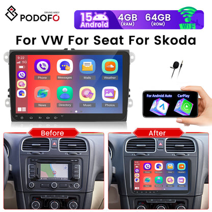 Autoradio – Car Multimedia Speler – Auto Radio – 1-DIN Radio – Auto Entertainment – 9 Inch Touchscreen – 4G + 64GB Opslag – Draadloze CarPlay & Android Mirror Link