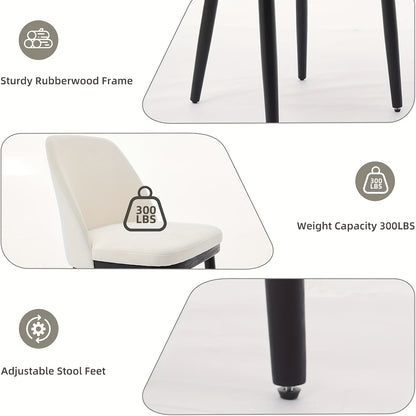 Eetkamerstoelen – Stoelen – Kuipstoelen – Keukenstoelen – Set van 4 – Beige Linnen Bekleding – Stevige Houten Poot