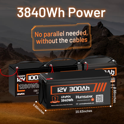 Lithium Accu – LiFePO4 Accu – Camper Accu – Boot Accu – Solar Accu – 12V 300Ah Capaciteit – Geavanceerd BMS & Duurzame ABS Behuizing