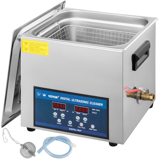 Ultrasoonreiniger – Ultrasoon Reinigingsapparaat – Brillenbad – Sieradenreiniger – Kunstgebit Reiniger – 10L RVS Tank – Duale Frequentie 28/40 kHz met Verwarming Tot 80°C
