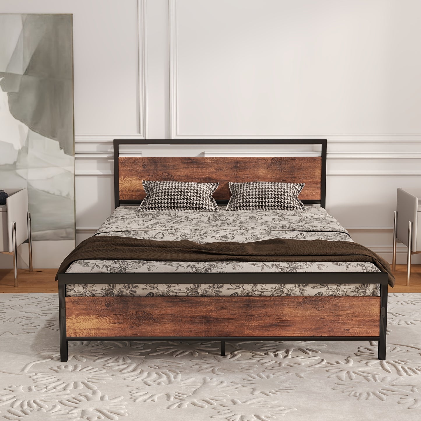 Bedframe – Bed – Eenpersoonsbed – Tweepersoonsbed – Metalen Bed – 140x200 cm – Stevig Zwart Metaal – Inclusief Spiraalbodem