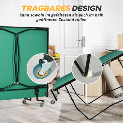 Tafeltennistafel – Pingpongtafel – Tafeltennisbord – Inklapbare Tafel – Speeltafel – Inklapbaar Design – 8 Wieltjes Voor Makkelijk Verplaatsen – 274x152,5x76 cm – Robuust IJzeren Frame – Inclusief Peddels En Ballen – Groen