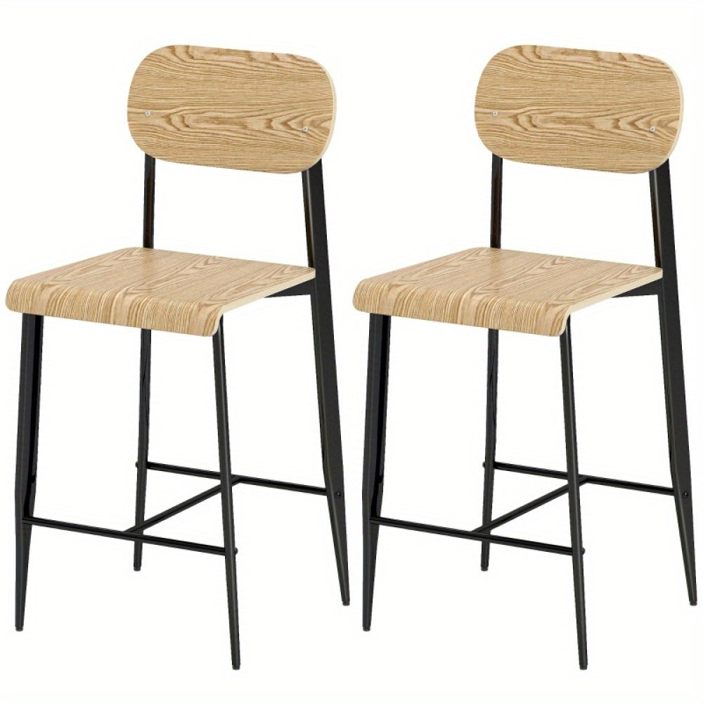 Kruk – Barstoel – Keukenstoel – Barkruk – Stoel – Industrieel Design – Metalen Frame – Zithoogte 66 cm – Voetsteun – Set Van 2