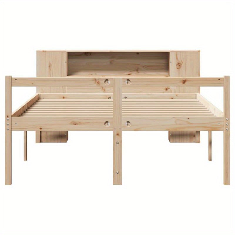 Modern Bed Met Boekenkast – Eenpersoonsbed – Ruimtebesparend Bed – Slaapbank – Opklapbed Marrone – 120x190 cm – Massief Houten Frame – Verwijderbare Pootjes