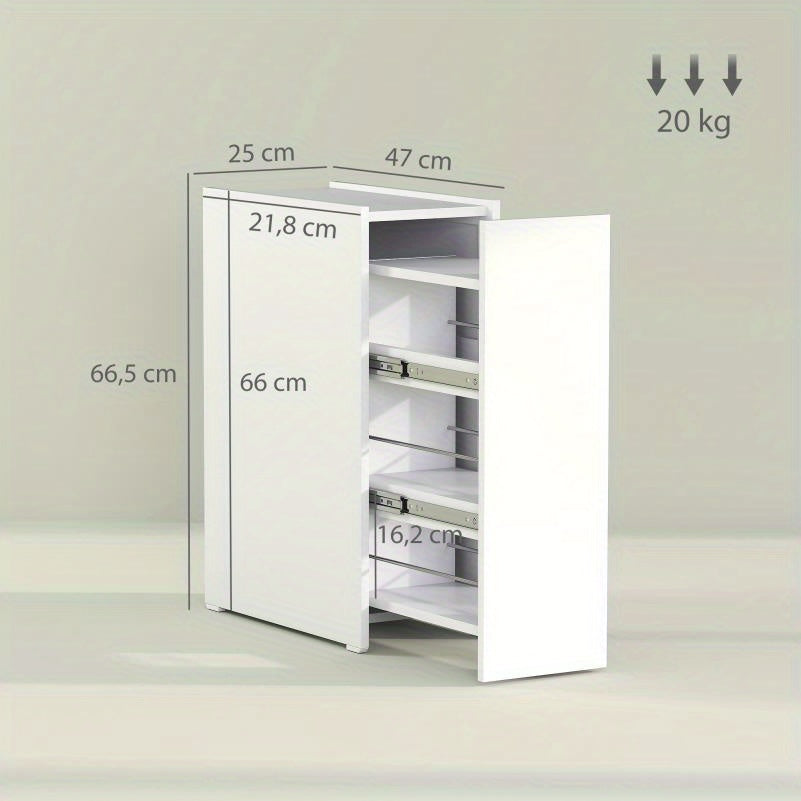 Compact badkamerkastje – badkamermeubel – badkamerkast – opbergkastje – kast met lades – ruimtebesparend – duurzaam hardhout – wit – 47x25x66,5 cm