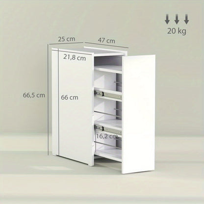 Compact badkamerkastje – badkamermeubel – badkamerkast – opbergkastje – kast met lades – ruimtebesparend – duurzaam hardhout – wit – 47x25x66,5 cm
