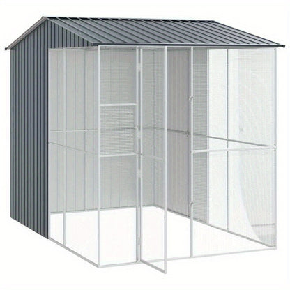Vogelkooi – Vogelvolière – Papegaai Kooi – Exotenkooi – Buitenkooi – Gegalvaniseerd Staal – Roestbestendige Coating – 215x310x247 cm – Robuuste Constructie – Geschikt Voor Buitengebruik
