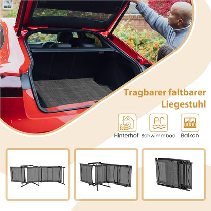 2-Persoons Loungebed – Ligbedden – Tuinstoelen – Lounge Stoelen – Zonnebedden – Verstelbare Rugleuning – Ademende Sneldrogende Stoffering – Grijs – Vouwbaar – Max. 150 kg Draagvermogen