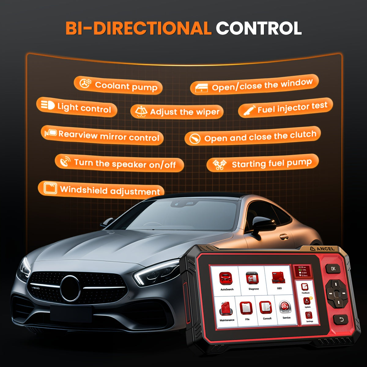 OBD2 Diagnosetool – Autoscanner – Foutcodelezer – Diagnoseapparaat – Scanapparaat – Bidirectionele Functie – Onderhoudsresets