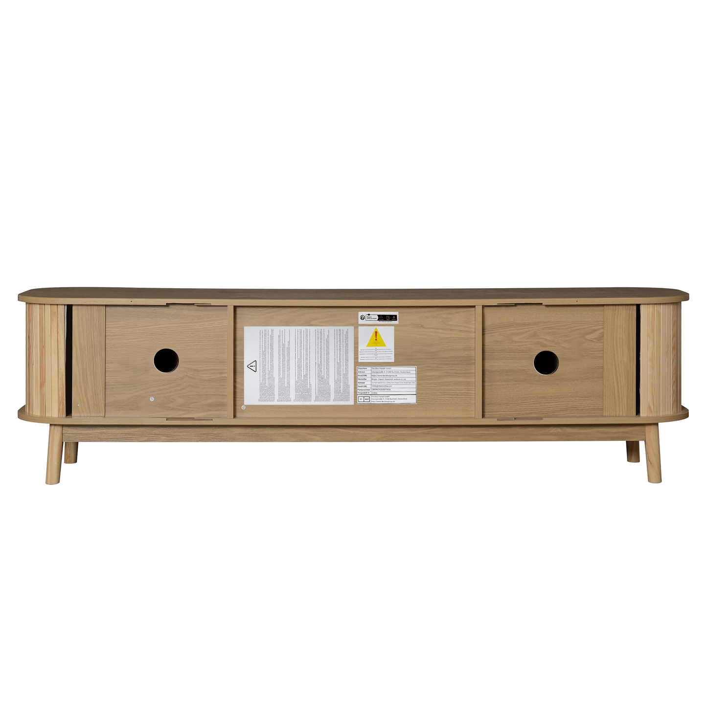 TV-Meubel – TV-Kast – TV-Board – Lowboard – Media Meubel – Hout Met Rattan Optiek – Schuifdeur Met Opbergruimte – Scandinavisch Design 170x39,5x46 cm