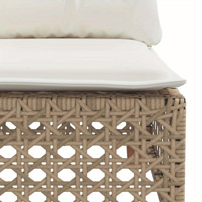 Buitenbank – Loungesofa – Loveseat – Tuinbank – Terrasbank – Beige Kussens – Weerbestendig Gevlochten Resin – Stevig Stalen Frame