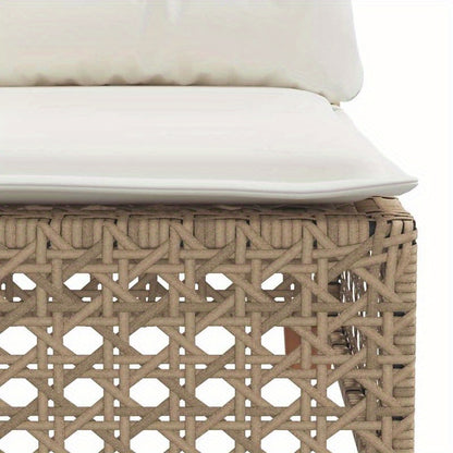 Buitenbank – Loungesofa – Loveseat – Tuinbank – Terrasbank – Beige Kussens – Weerbestendig Gevlochten Resin – Stevig Stalen Frame