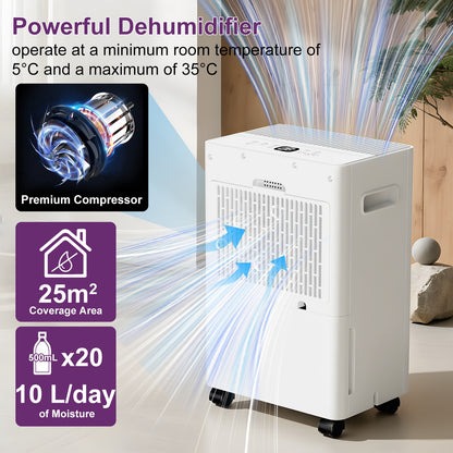 Luchtontvochtiger – Ontvochtiger – Droger – Vochtvreter – Klimaatregelaar – Wit – Droogfunctie Voor Kleding – Stil Geluid Max 40 dB