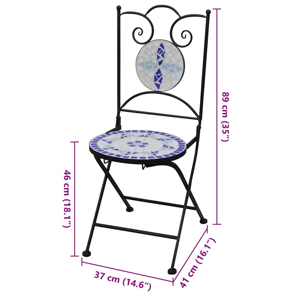 Bistro Stoelen – Balkon Stoelen – Tuinstoelen – Inklapbare Stoelen – Keramiek Zitting – Gepoedercoat Stalen Frame