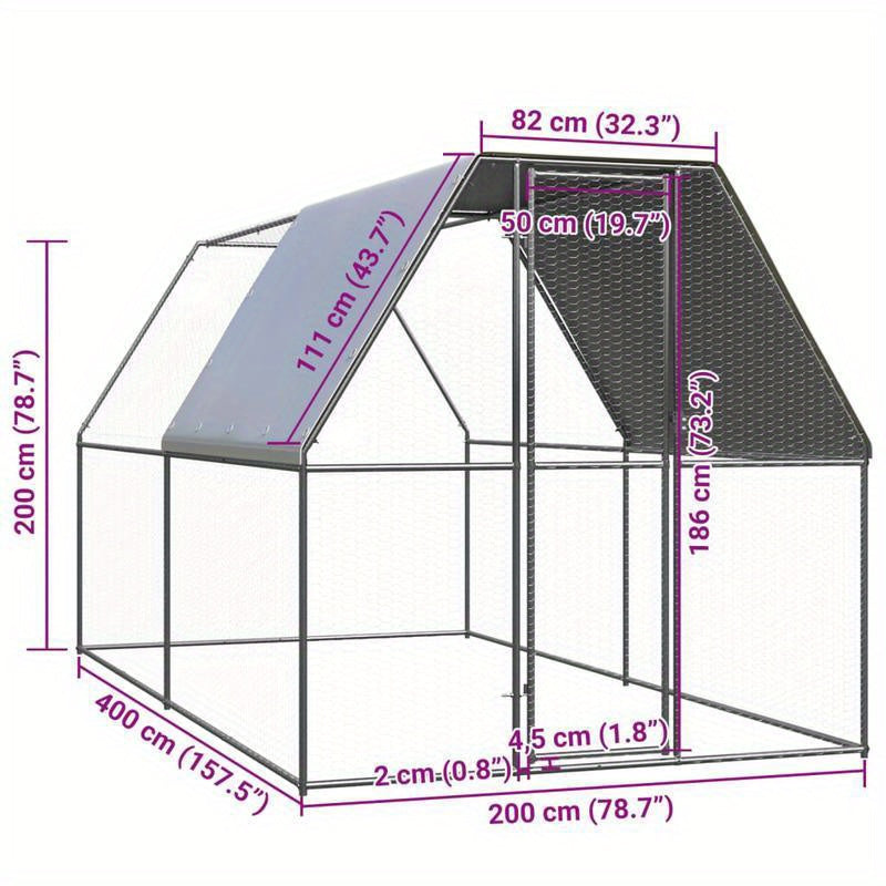 Kippenren – Kippenhok – Hennenhok – Pluimveehok – Buitenren – Gegalvaniseerd Staal – 2x4x2 Meter – Weerbestendig & Veilig