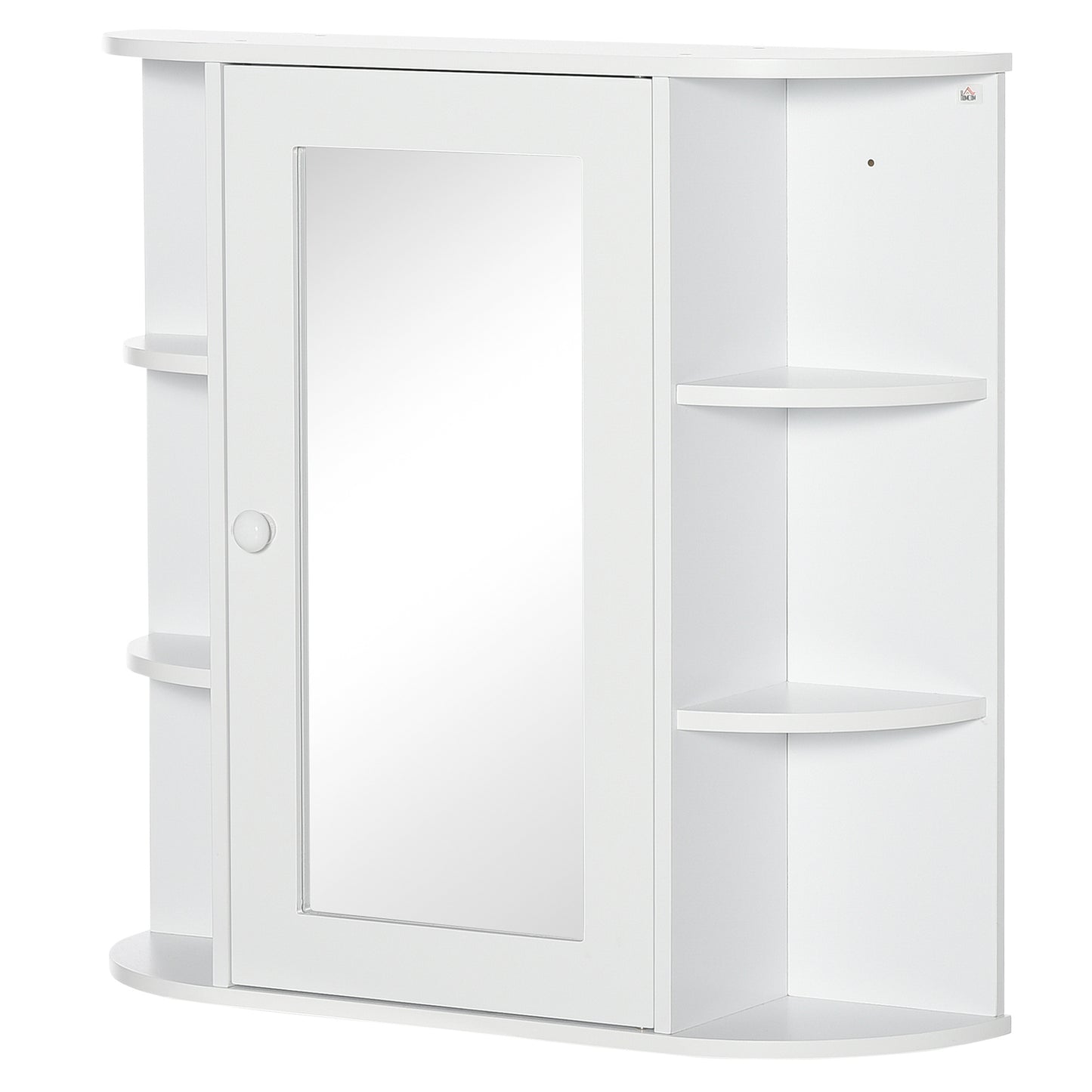 Badkamerspiegelkast – Badkamerkast – Spiegelkast – Medicijnkast – Opbergkast – 8 Compartimenten – Vochtbestendig MDF – 66 x 17 x 63 cm – Wit