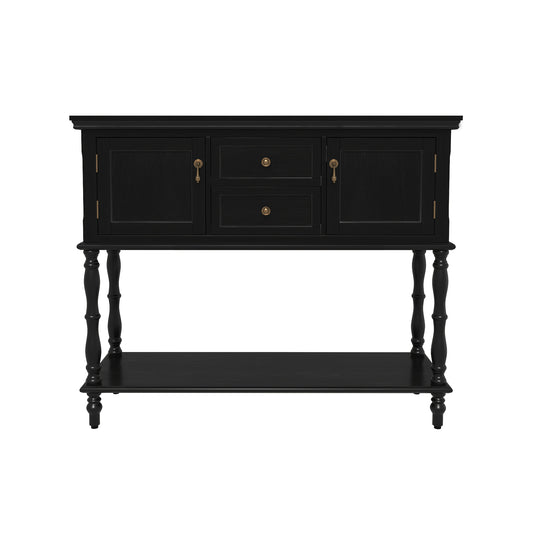 Narrow Console Table with Drawers & Storage Cabinet - Vintage Entryway Sofa table, Deep Drawer & Cabinet, Sturdy Hardwood-like Construction, Easy Assembly for Living Room, Hallway, Bedroom - Elegant Organizer for Home Decor,