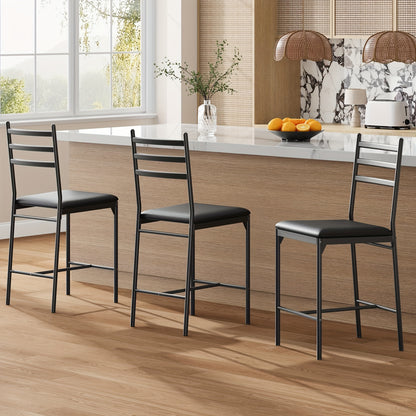 Barkruk – Barstoel – Stoel – Kruk – Hoog Krukje – Metalen Frame – Kunstleren Zitting – 76 cm Hoogte – Gouden Accenten