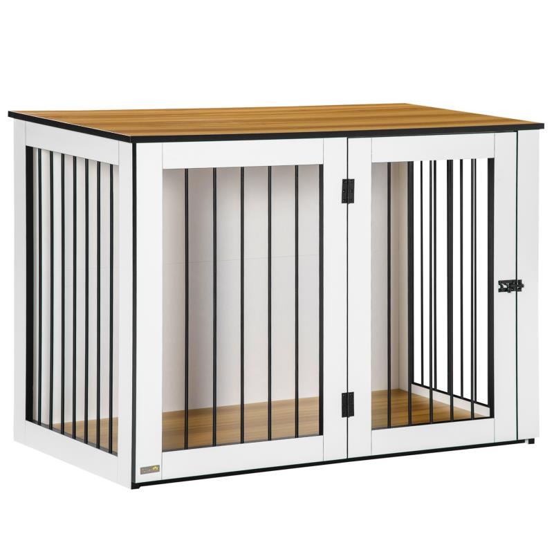 Hondenbench – Hondenkooi – Hondenkennel – Reisbench – Bench Voor Middelgrote Honden – Donker Walnoot Design – Stevig Met Slot – Ruim 106x60x76 cm
