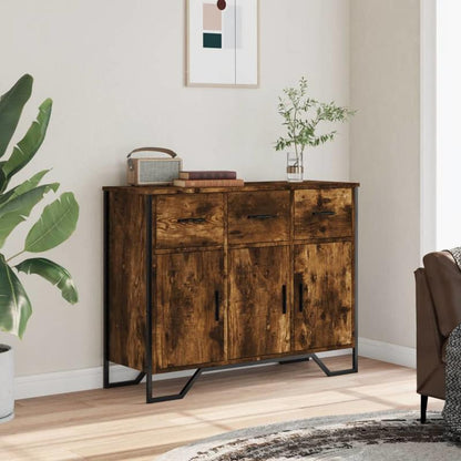 Smoked Oak Sideboard 97x32, 5x74, 5cm in Multilayer Wood Removable and durable