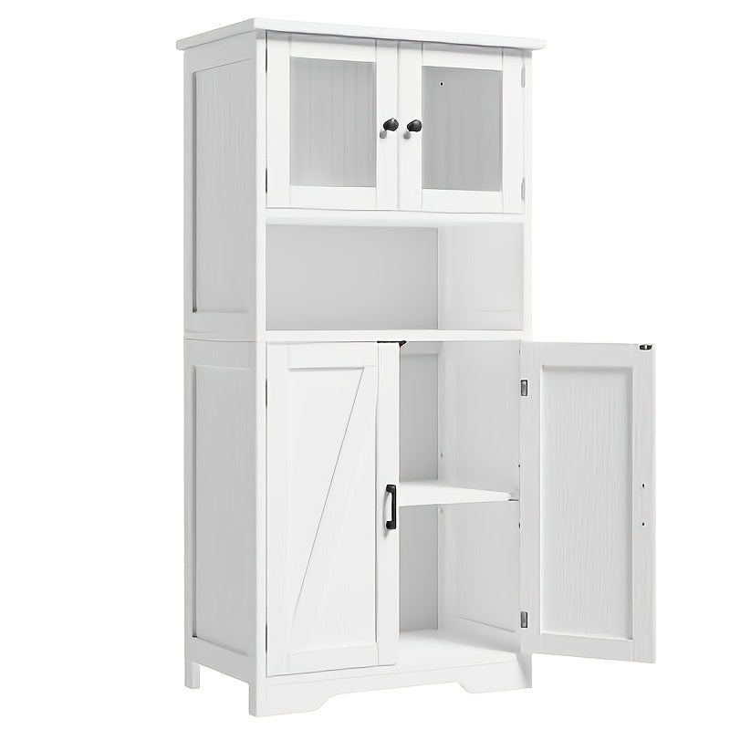 170.18 cm High Bathroom Storage Cabinet Freestanding Bathroom Storage Cabinet with 4 Doors And Adjustable Shelves for Living Room, Dining Room, Entryway, Home Organization, Entryway Organizer, Spacesaving Furniture, Sleek Cab