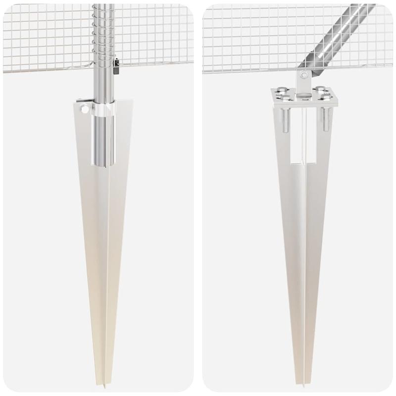 Stevig Hekwerk – Stalen Afsluiting – Grenshek – Tuinafscheiding – Zilverkleurige Palen – Duurzaam Staal – 50 Meter Breed – 0,4 Meter Hoog