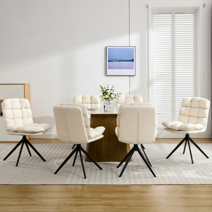 Eetkamerstoelen – Stoelen – Dining Stoelen – Draaistoelen – Witte Stoelen – Set van 6 – Met Afneembare Wasbare Kussens – Met Metalen Draaibaar Frame