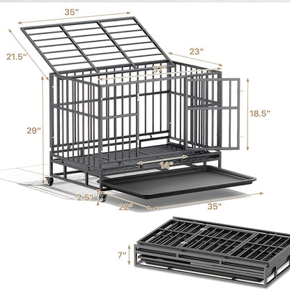 Hondenbench – Hondenkooi – Hondenhok – Bench – Transportbox – Aluminium – Dubbele Deuren – 360° Draaibare Wieltjes – Afneembare Lekvrije Tray – Ruim & Veilig – Geschikt Binnen en Buiten