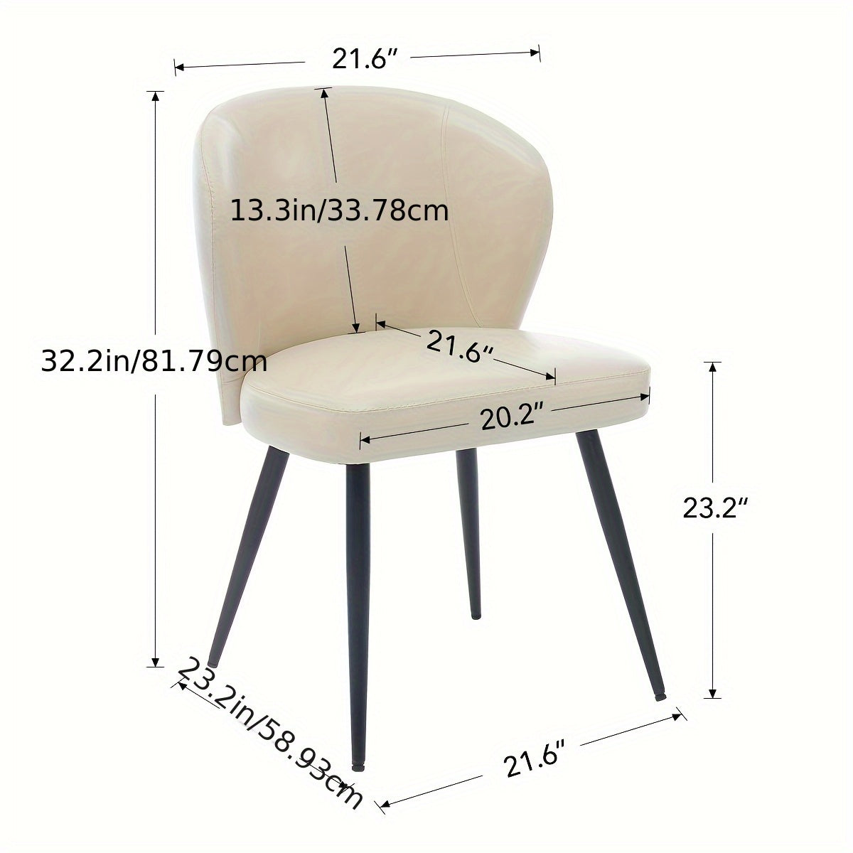 Eetkamerstoelen – Stoelen – Kuipstoelen – Keukenstoelen – Zwarte Stoelen – Gestoffeerd Kunstleer – Stalen Onderstel – Set van 2 – Ergonomische Rugleuning – Max. 120 kg draagvermogen - Wit