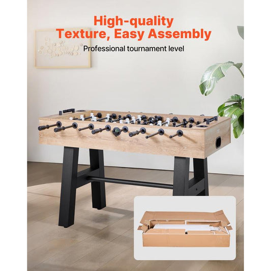 1 Size Foosball Table | 1400 x 726 x 864 mm, Durable Wood, Includes 4 Balls & Score Counter, 2 Drink Holders, Freestanding for Home and Family Use