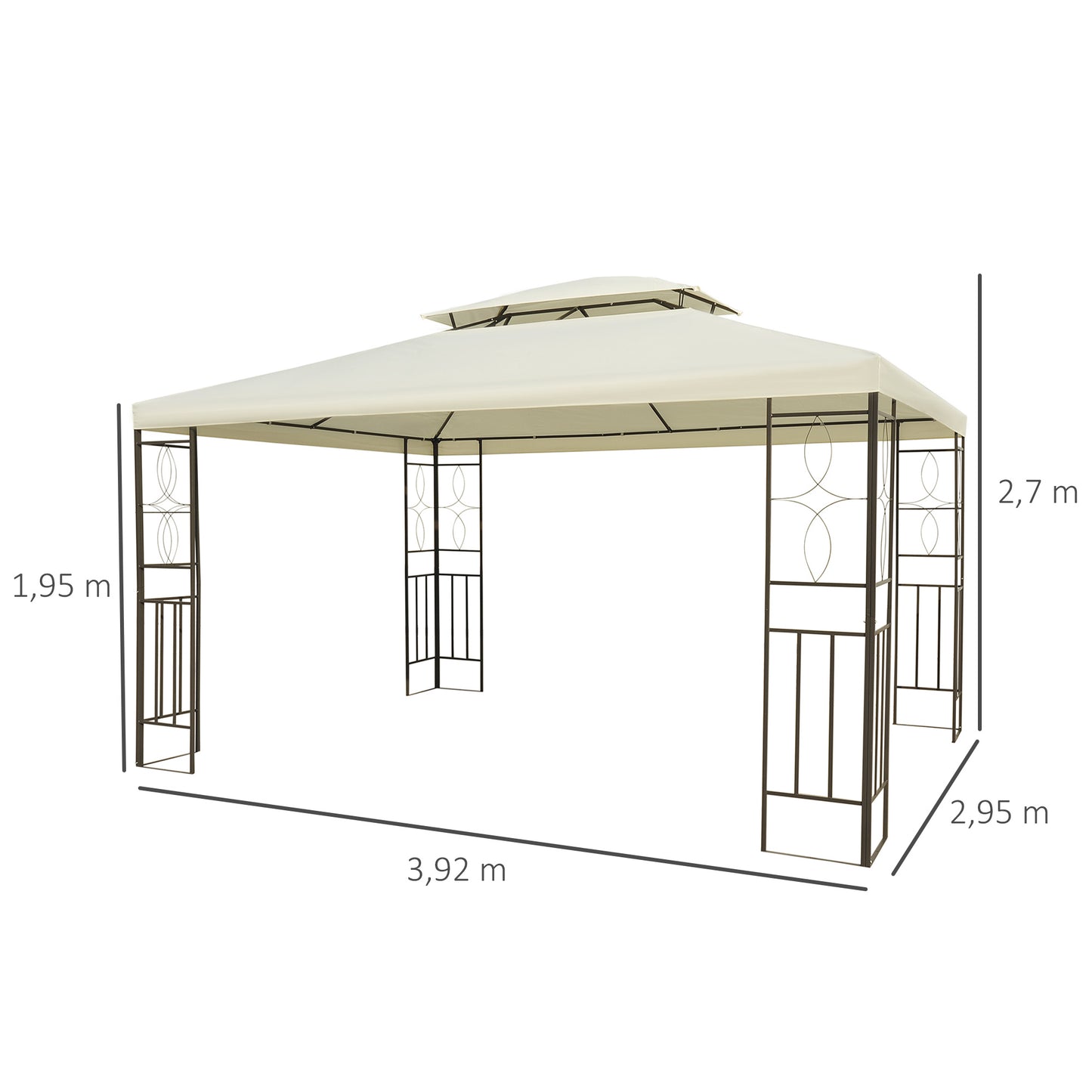 Tuinpaviljoen – Tuinkamer – Tuinhoek – Tuinprieel – Tuintent – Wit – 3 x 4 Meter – UV-Bestendig Polyester Dak – Verwijderbare Muskietennetten