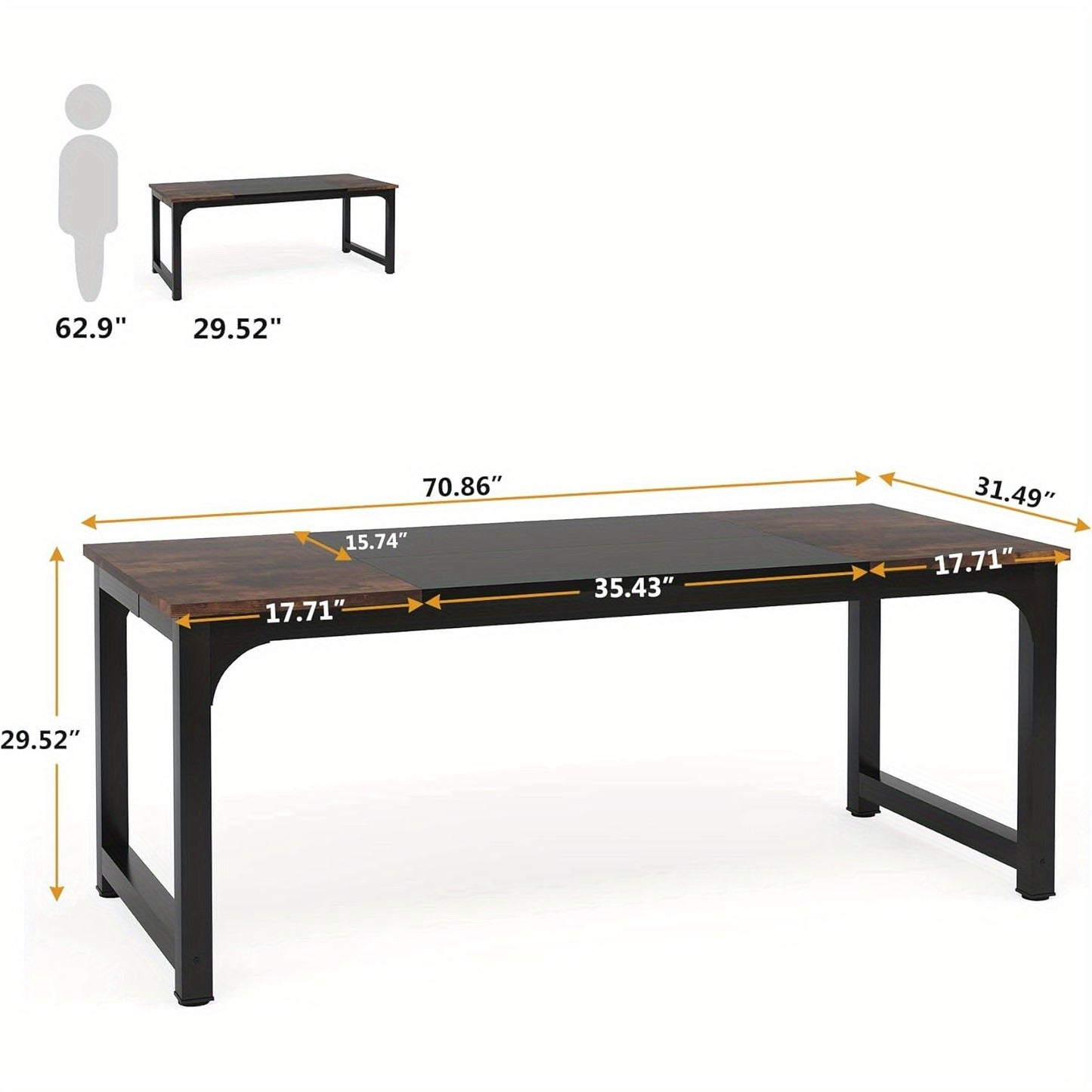 Extra Lang L-vormig Bureau – Hoekbureau – Werkplektafel – Computerbureau – Studiebureau – Ruim Werkblad 180 cm – Stabiele Metaal & Hout Constructie