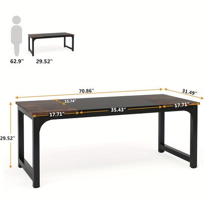 Extra Lang L-vormig Bureau – Hoekbureau – Werkplektafel – Computerbureau – Studiebureau – Ruim Werkblad 180 cm – Stabiele Metaal & Hout Constructie