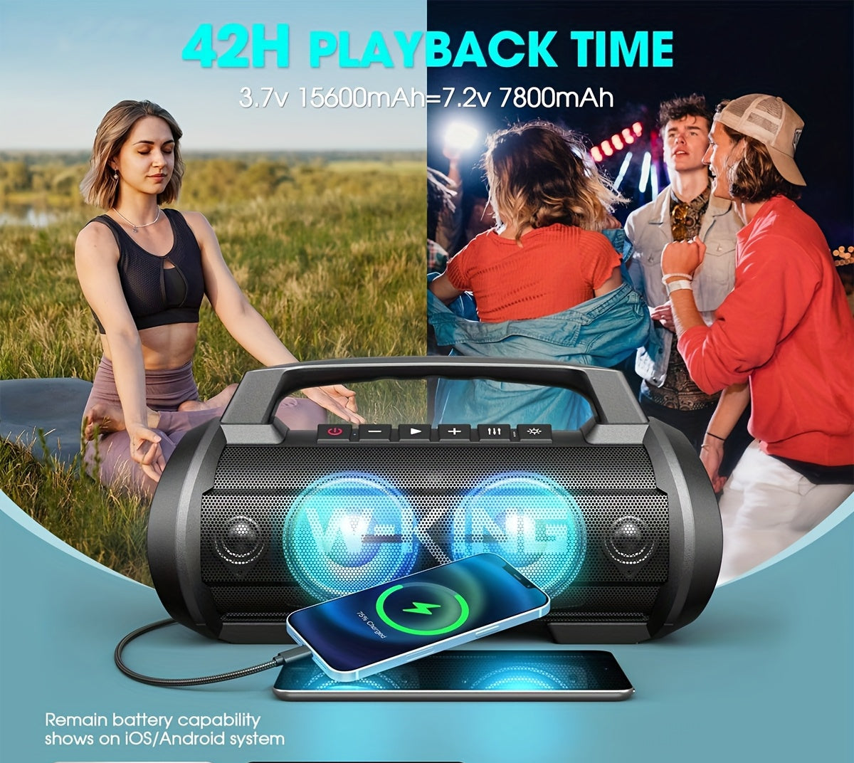 Bluetooth Speaker – Draadloze Speaker – Draagbare Luidspreker – Outdoor Speaker – Mini Speaker – 90W Krachtig Geluid – IPX6 Waterdicht Met Lichtshow