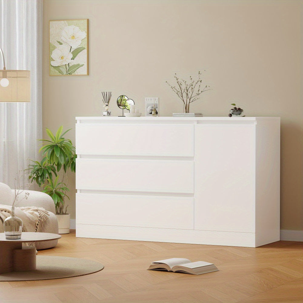 Dressoir – Kast – Sideboard – Ladekast – Opbergmeubel – Modern Wit – 3 Laden – Vrijstaand – Minimalistisch Design