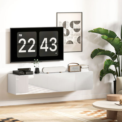 Tv-kast – Tv-meubel – TV-standaard – Mediameubel – Wit – Geschikt voor 75 inch – 3 Open Vakken en 3 Lades – Spaanplaat