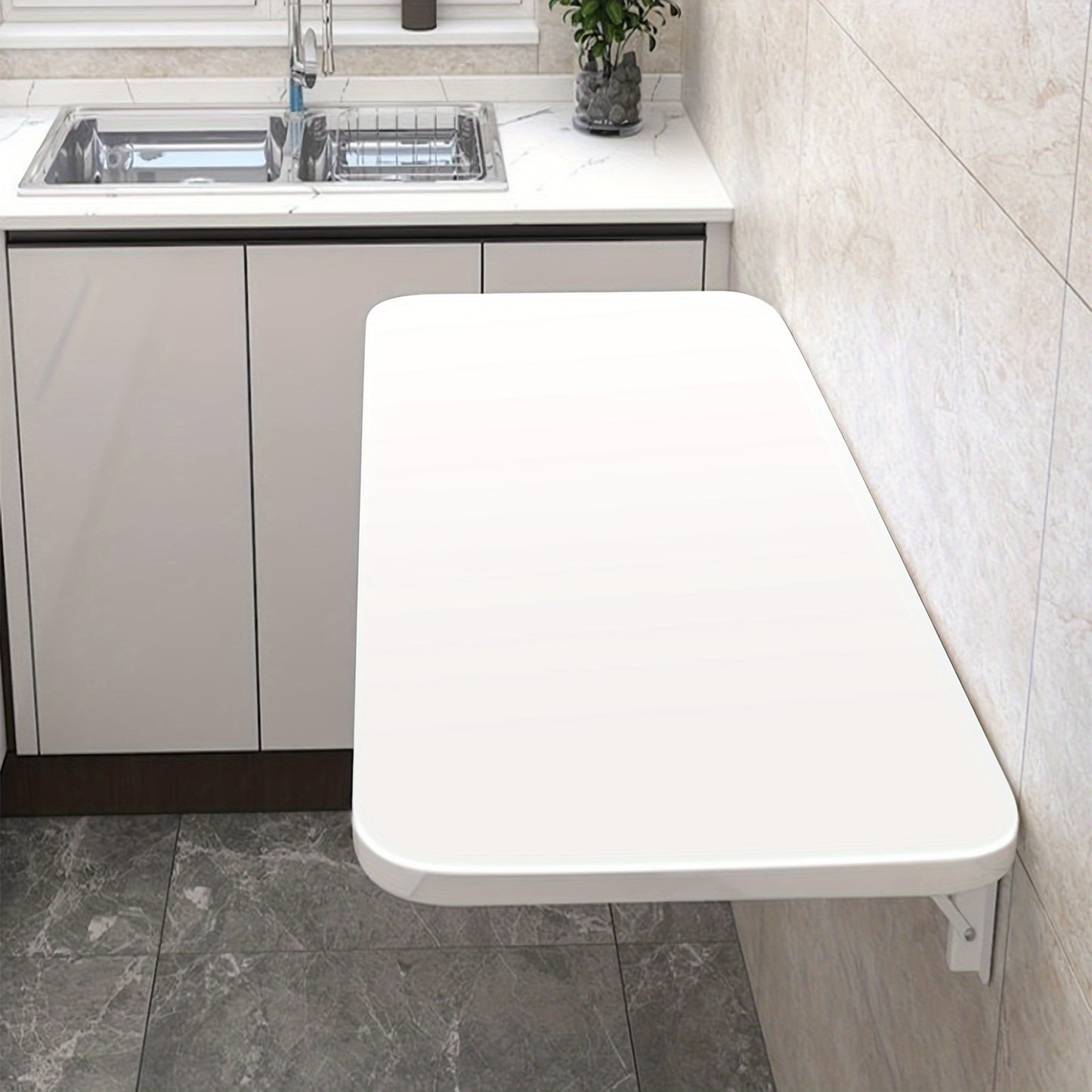 Klaptafel – Vouwtafel – Opklaptafel – Wandtafel – Muurtafel – Ruimtebesparend – MDF Wit 80x50 cm