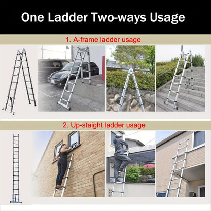 Uitklapladder – Vouwladder – Uitschuifladder – Telescopische Ladder – Trapladder – 5 Meter – Roestvrij Staal – Antislip Veiligheid