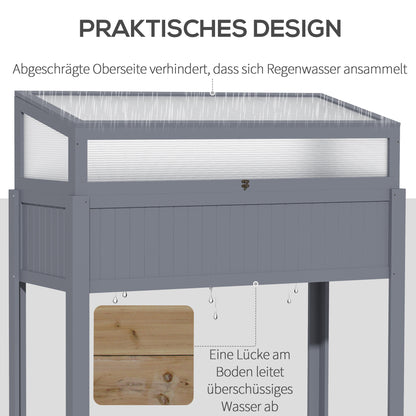 Kweekkas – Kweekbak – Moestuinbak – Tuinkas – Verhoogde Plantenbak – 2-in-1 Design – Vurenhout Met Polycarbonaat Kas – 120x54x112/122 cm – Weerbestendig