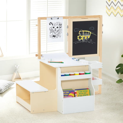 Kindertekentafel – Kindertafel – Tekentafel – Activiteitentafel – Speeltafel – Dubbelzijdige Krijtbord & Whiteboard – Verstelbare Hoogte & Opbergruimte