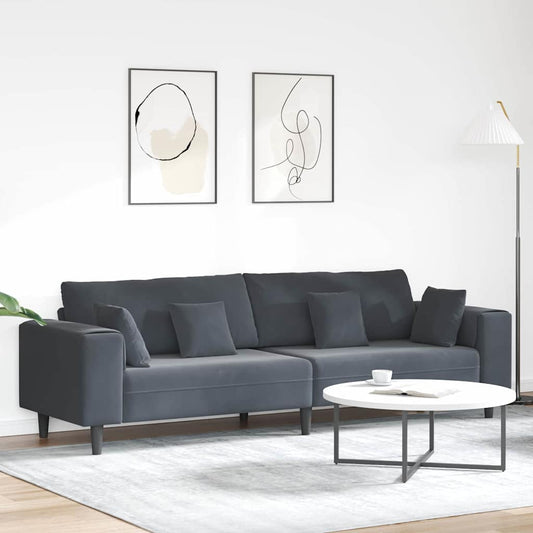Velvet Bank – Velours Sofa – Zitbank – Loungebank – Bankstel – Donkergrijs – Zachte Velvet Bekleding – Stevig Houten Frame