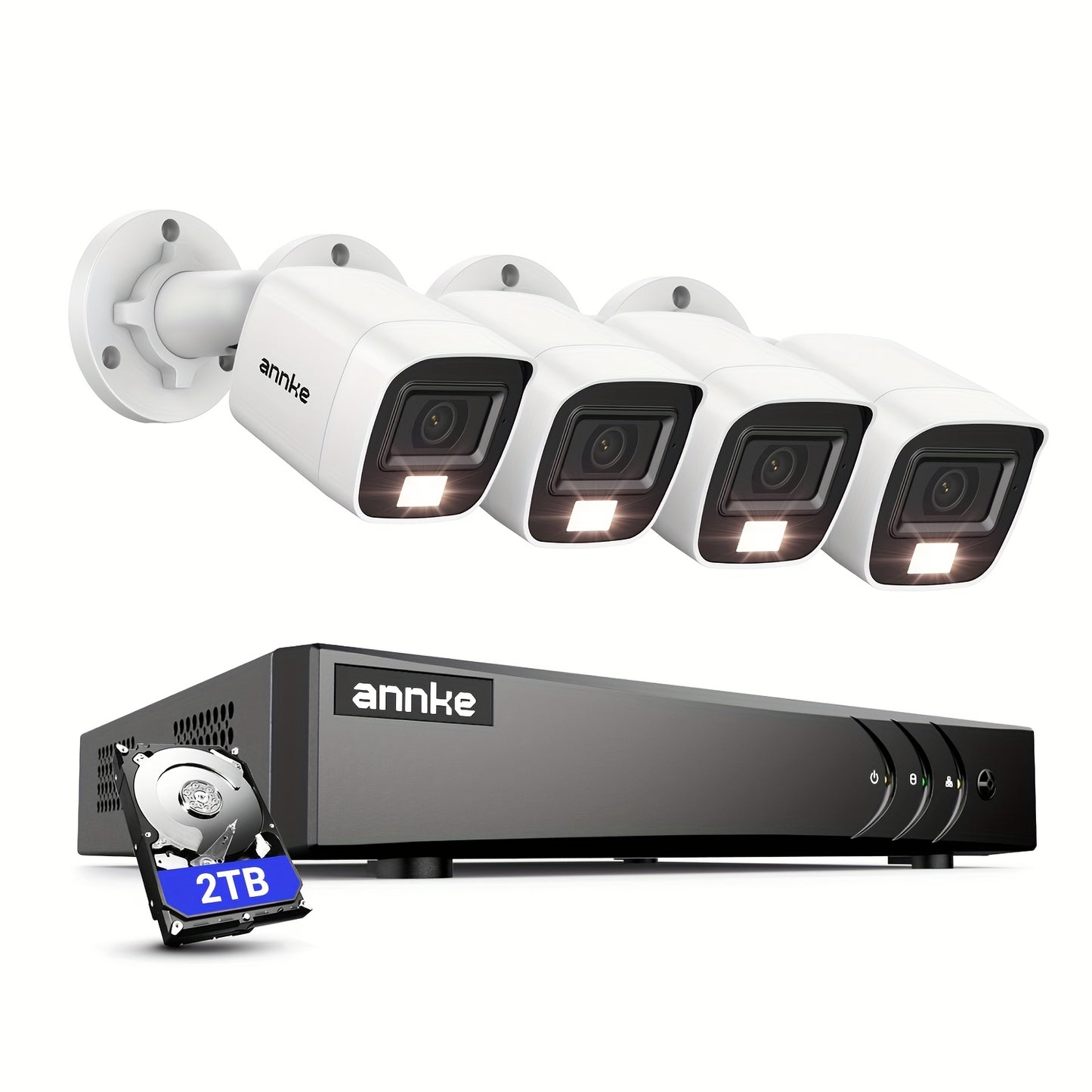 CCTV Beveiligingssysteem – Videobewaking – Camera Set – Beveiligingscamera – Bewakingscamera – 4 Camera’s 1080P – 2TB Opslag – Real-time E-mailmeldingen & Intelligente Detectie