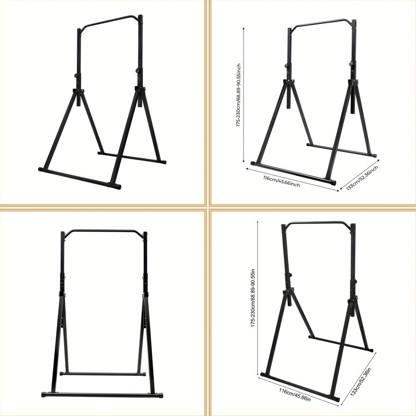 Optrekstang – Pull Up Bar – Wandmontage Stang – Deurkozijn Bar – Fitness Stang – Carbonstaal – Verstelbaar 175-230 cm – 200 kg Draagkracht