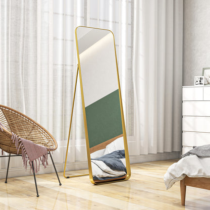 Staande Spiegel – Volledige Lengte Spiegel – Vloerspiegel – Vrijstaande Spiegel – Kantelbare Spiegel – Goud – Metaal Frame – 160x50 cm